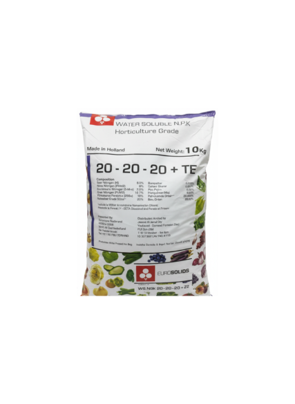 يورو سوليدز سماد قابل للذوبان في الماء 20-20-20 + عناصر صغرى – Eurosolids Water Soluble N.P.K. 20-20-20 + TE